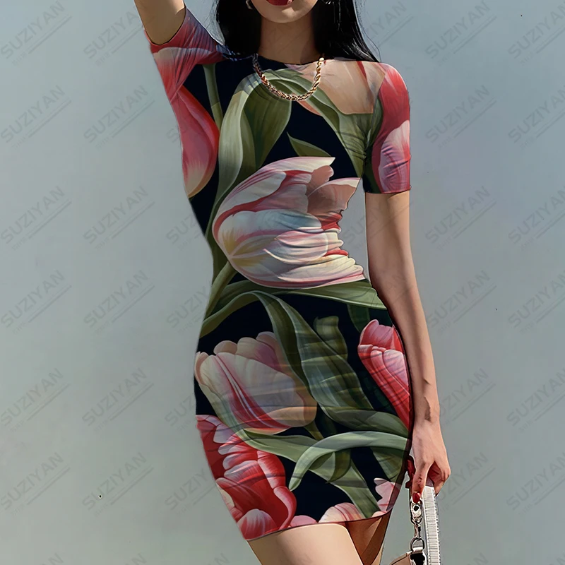 Женское платье с принтом тюльпана, элегантное платье с 3D-принтом, платье для покупок на открытом воздухе, платье-пуловер с круглым вырезом и коротким рукавом, лето
Женское платье с принтом тюльпана, элегантное платье с 3D-принтом, платье для покупок на открытом воздухе, платье-пуловер с круглым вырезом и коротким рукавом, лето