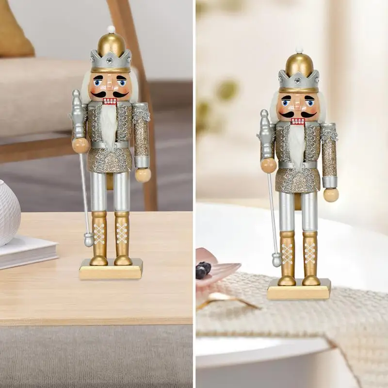 

12 Inch Wooden Nutcracker Puppet Figure Collectible Gift Christmas Hanging Ornament Christmas Party Outdoor Decoration Figurine