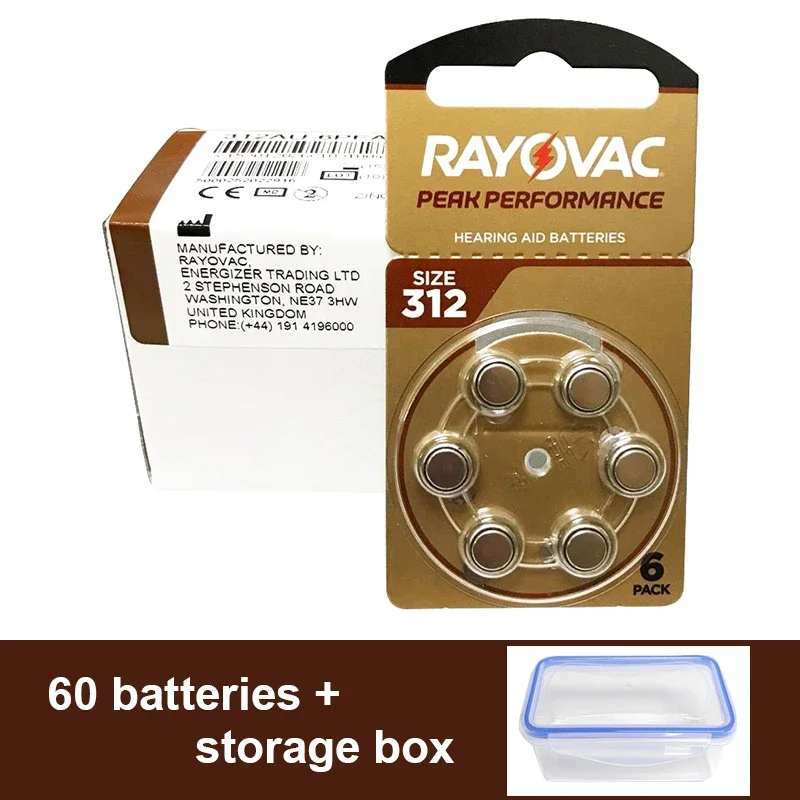 Rayovac Peak Hearing Aid Batteries 312 A312 P312 PR41 UK 1.45v Zinc Air Battery for ITC HSE Hearing Aids Sound Amplifiers
Rayovac Peak Hearing Aid Batteries 312 A312 P312 PR41 UK 1.45v Zinc Air Battery for ITC HSE Hearing Aids Sound Amplifiers