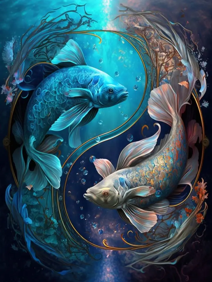 

Алмазная живопись JMINE Div 5D Fish Tai Chi, Набор для вышивки крестиком, искусство, животное, 3D Рисование стразами