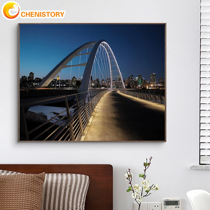

CHENISTORY Oil Painting By Numbers Bridge Scenery Drawing On Canvas Pictures By Numbers Scenery Number Painting Artwork