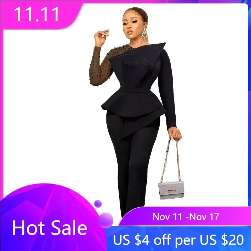 Women Elegant Jumpsuit White Beaded Long Sleeve Tunics Straight Wide Leg 1 Piece Outfit Rompers for Party Night Birthday Evening
Women Elegant Jumpsuit White Beaded Long Sleeve Tunics Straight Wide Leg 1 Piece Outfit Rompers for Party Night Birthday Evening