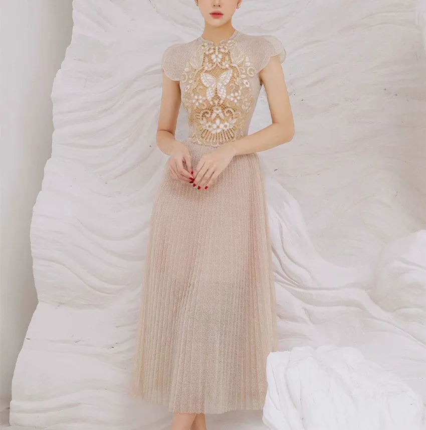 Женское кружевное платье с вышивкой, Сетчатое лоскутное платье миди с круглым вырезом и бабочками, лето 2023
Женское кружевное платье с вышивкой, Сетчатое лоскутное платье миди с круглым вырезом и бабочками, лето 2023