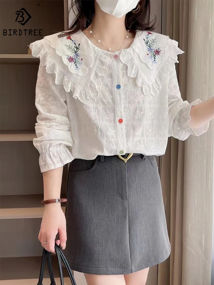 2023 Autumn New Cotton Shirt Lazy Style Fresh Embroidered Polo Collar Retro Versatile Casual Comfortable Blouse Woman T39434QD
2023 Autumn New Cotton Shirt Lazy Style Fresh Embroidered Polo Collar Retro Versatile Casual Comfortable Blouse Woman T39434QD