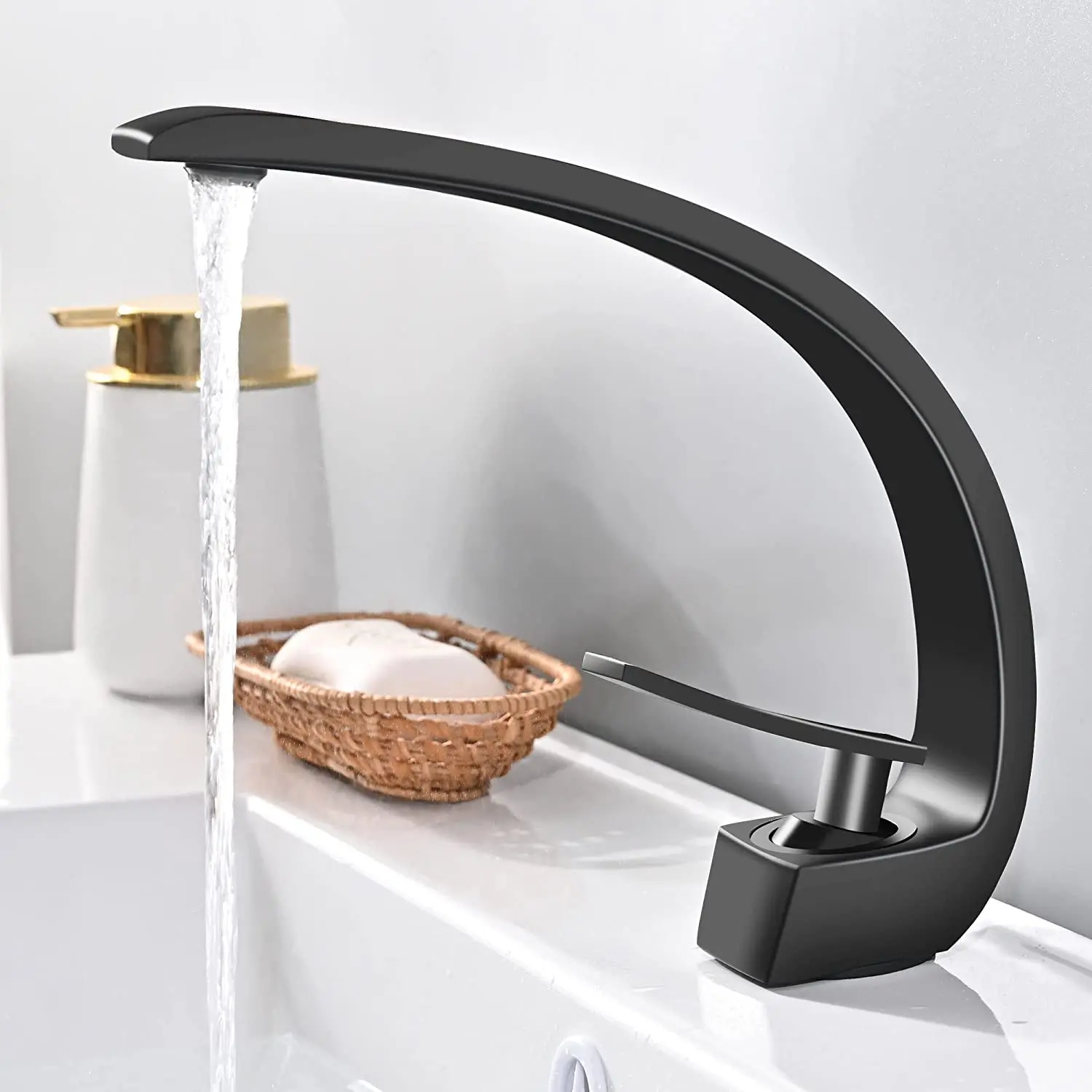 Matte Black Brass Bathroom Faucet, Modern Single Hole Bathroomk Faucet,Fashion Basin Mixer Tap Lavatory Vanity Sink Faucet
Matte Black Brass Bathroom Faucet, Modern Single Hole Bathroomk Faucet,Fashion Basin Mixer Tap Lavatory Vanity Sink Faucet