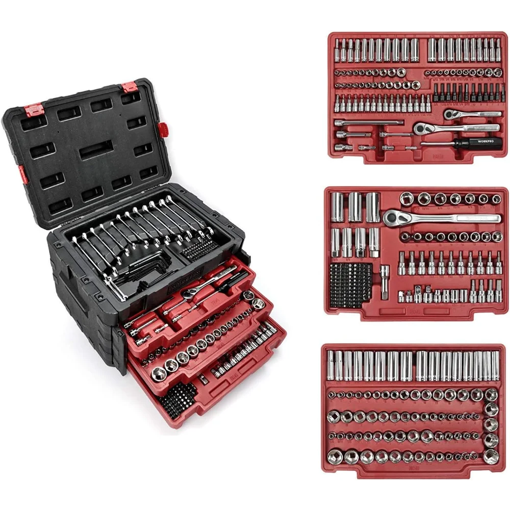 450-Piece Mechanics Tool Set, Universal Professional Tool Kit with Heavy Duty Case Box
450-Piece Mechanics Tool Set, Universal Professional Tool Kit with Heavy Duty Case Box
