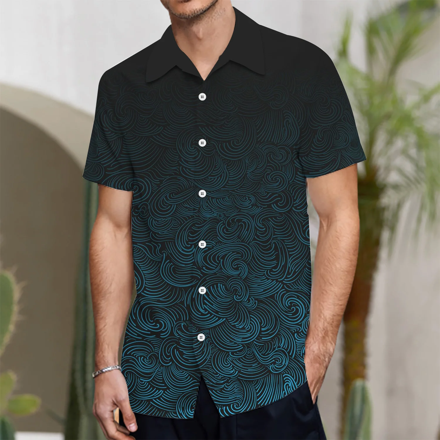 

Hawaiian Men's Shirts Texture Pattern 3D Print Short Sleeved Oversized Seaside Summer Holiday Single Breasted Casual Clothing