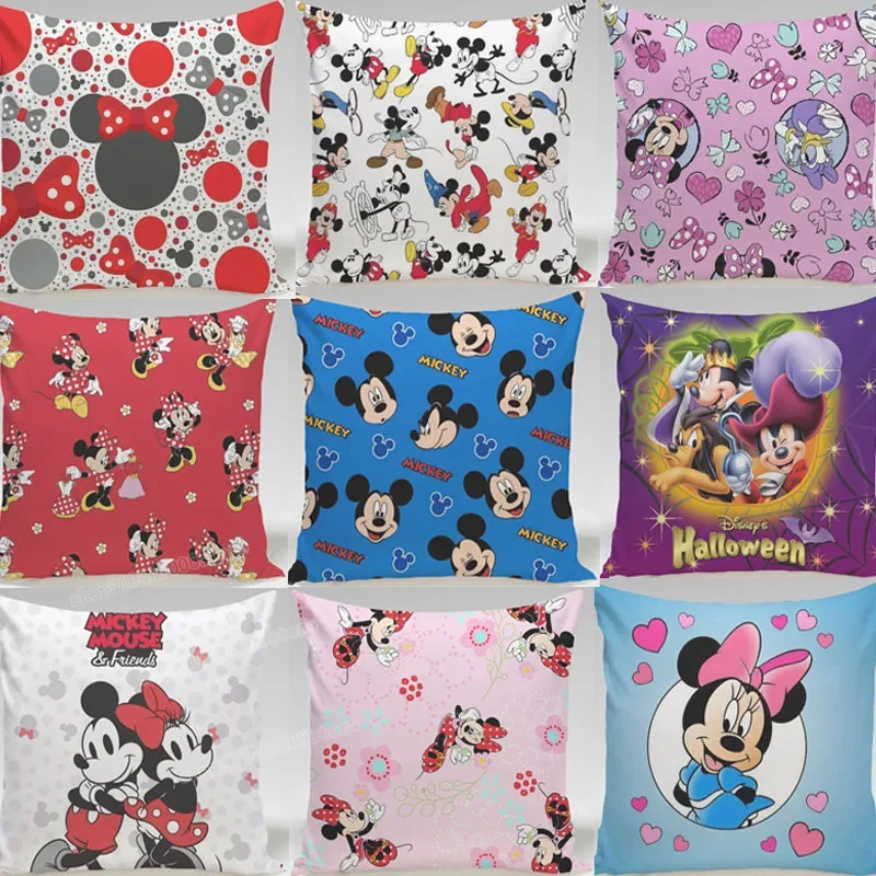 

Disney Mickey Minnie Pillowcase Anime Figures Printed Pillow Cover Cute Cushion Cover Donald Duck Pillow Cover Mouse Decoration