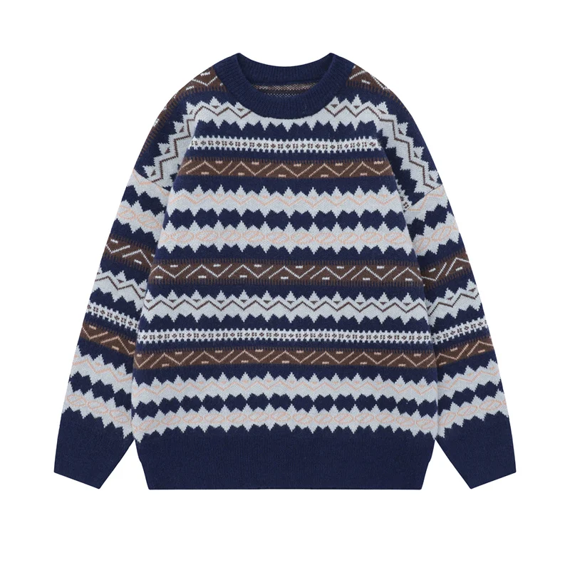 Vintage Striped Printed Sweater Men Oversized Folk-custom Knitted Jumper Harajuku Fashion Pullover Autumn Cold Korean Sweater
Vintage Striped Printed Sweater Men Oversized Folk-custom Knitted Jumper Harajuku Fashion Pullover Autumn Cold Korean Sweater