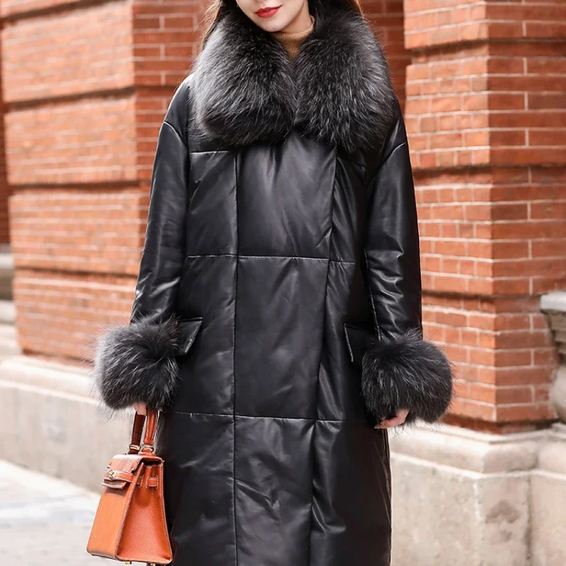 Genuine Leather Jacket Women Clothes Loosen Warm Mink Fur Collar Down Jackets and Coat Black Winter Coat Women Jaqueta Feminina
Genuine Leather Jacket Women Clothes Loosen Warm Mink Fur Collar Down Jackets and Coat Black Winter Coat Women Jaqueta Feminina
