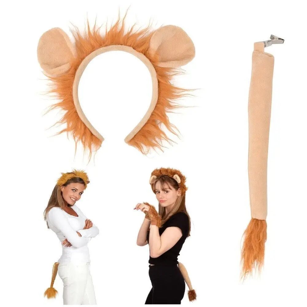 

Children's Day Masquerade Carnival Cosplsy Costume Headband with Ears and Tail Lion Headband Set