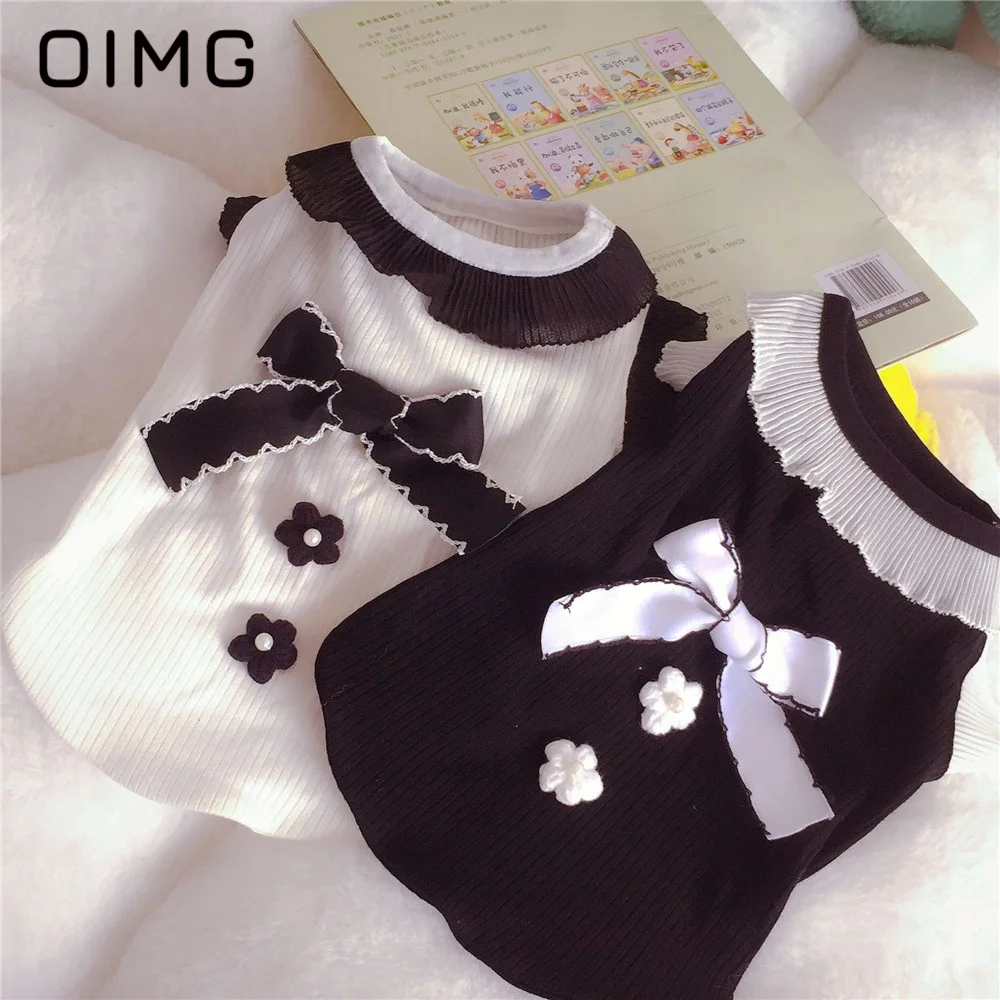 

OIMG Spring Summer Small Dogs Clothing Fashion Dog Cat Small Fragrant Black White Vest Bichon Schnauzer Papillon Puppy Sling