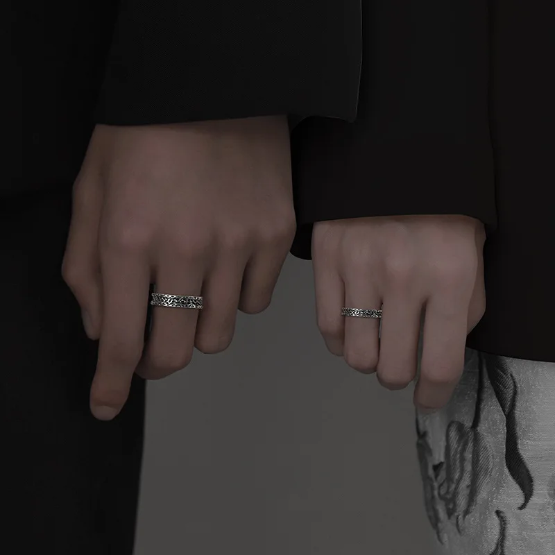 

925 парные кольца, кольца в стиле ретро с особым дизайном, открытые регулируемые памятные кольца, хорошие вещи для M