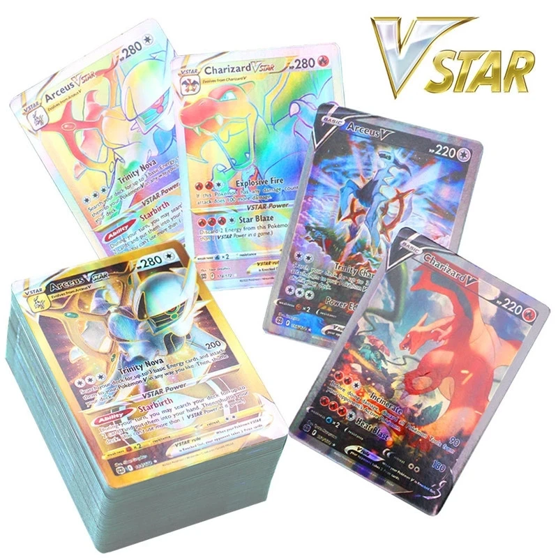 

Pokemon Cards French Spanish Letters Charizard Arceus Vstar Vmax GX MEGA V-union Kids Pokmo Gift Game Collection Card TOMY Toy