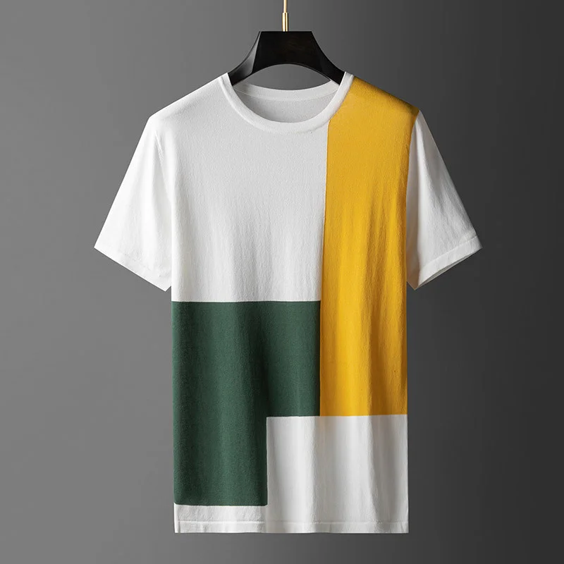 Summer Knitted Male T-shirts Fashion Contrast Color Round Collar Mens Slim Fit Casual Man 3XL
Summer Knitted Male T-shirts Fashion Contrast Color Round Collar Mens Slim Fit Casual Man 3XL