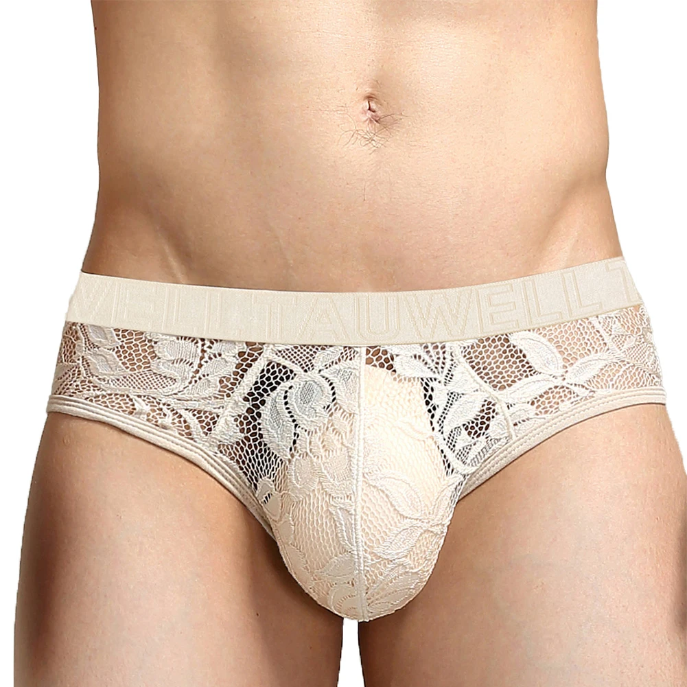 

Mens Mesh Briefs See Through Underwear Bulge Pouch Panties Low Rise Transparent Underpants Lace Scrotum Knickers Erotic Lingerie