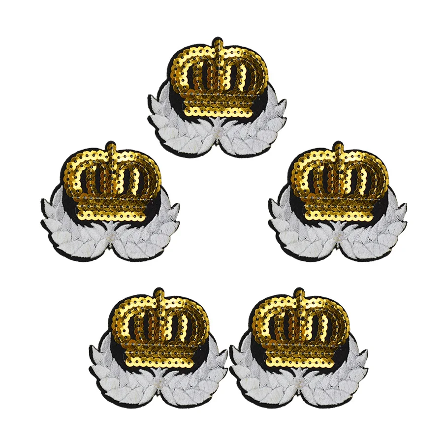 

10PCS Sequin Crown Clothing Patches Wings Badge Embroidered Applique Iron on Patch Sewing Accessories Stickers DIY Clothe Jacket