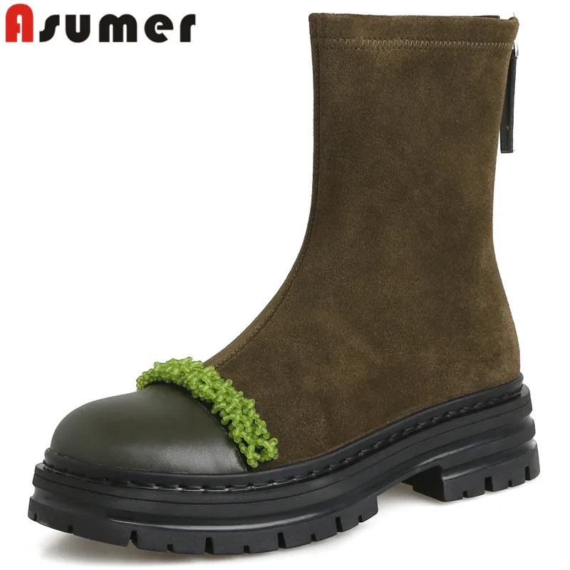 ASUMER 2024 New Cow Suede Platform Boots Woman Thick Med Heels Shoes Zipper Winter Autumn Ladies Ankle Boots
ASUMER 2024 New Cow Suede Platform Boots Woman Thick Med Heels Shoes Zipper Winter Autumn Ladies Ankle Boots