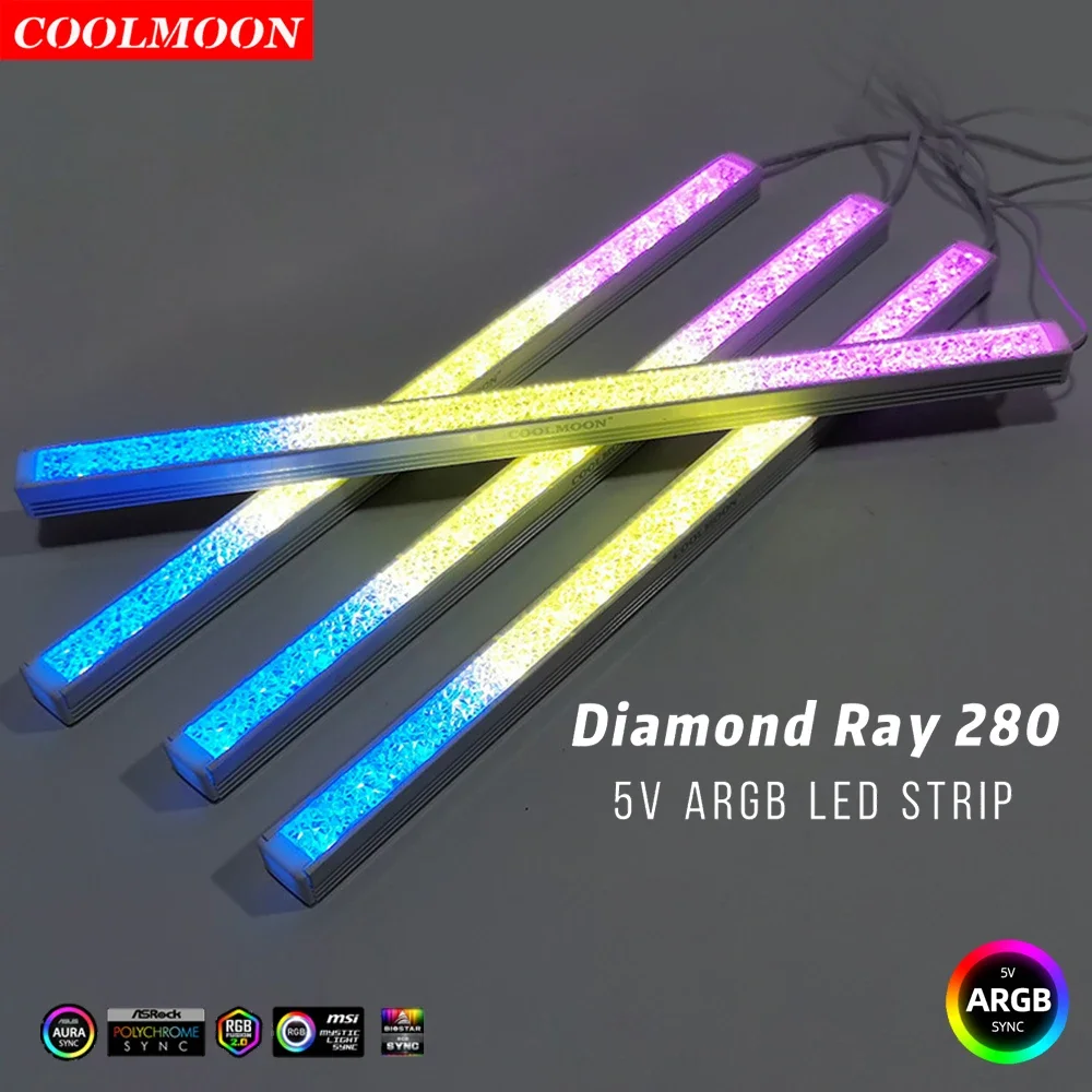 Coolmoon Diamond Style 5V 3Pin ARGB LED Strip Light PC Computer Case RGB Light Strip Mainboard Atmosphere Lamp Accessories
Coolmoon Diamond Style 5V 3Pin ARGB LED Strip Light PC Computer Case RGB Light Strip Mainboard Atmosphere Lamp Accessories