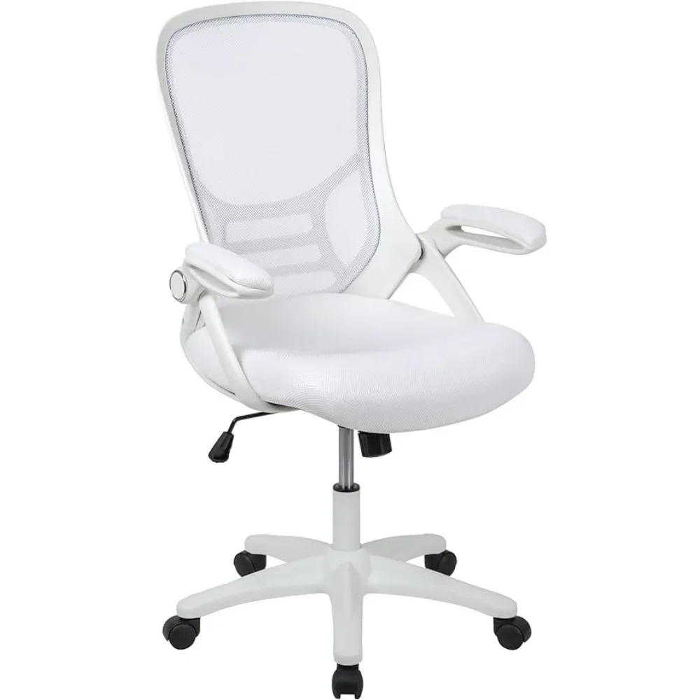 

Эргономичное Сетчатое настольное кресло с откидными подлокотниками, белое индивидуальное кресло без перевозки груза, офисная мебель, кресла, расслабляющая спинка