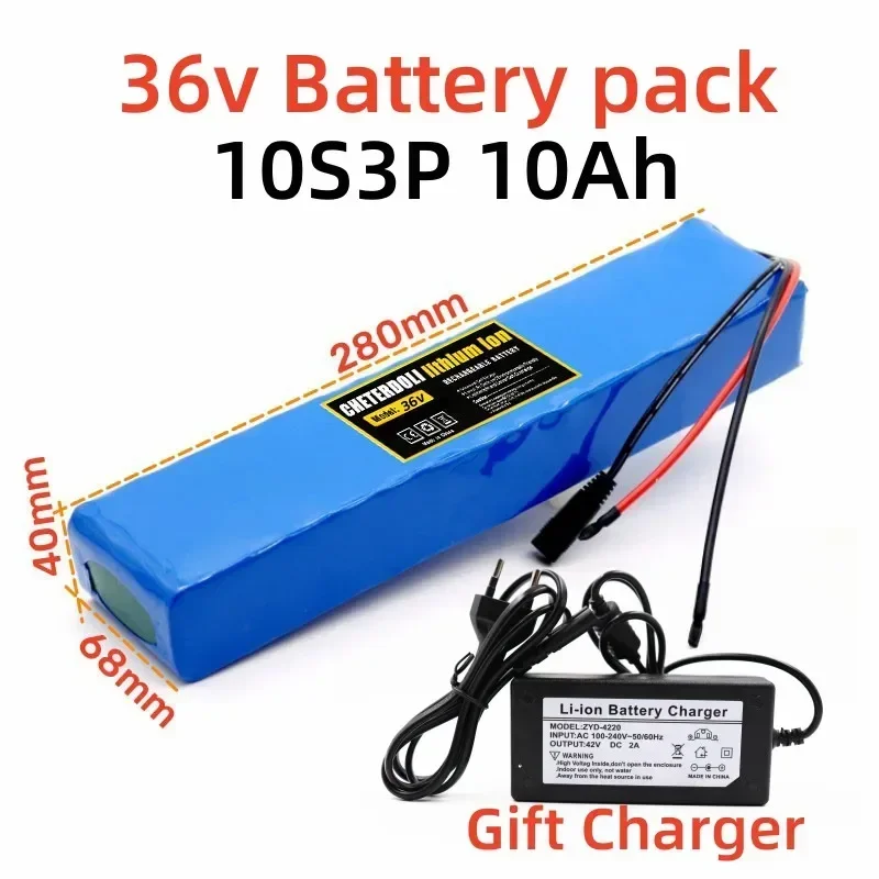 36V 10S3P 10Ah 18650 Li-Ion Battery Pack for High Power Electric Bike/Scooter/Motorcycle Parts With Charger
36V 10S3P 10Ah 18650 Li-Ion Battery Pack for High Power Electric Bike/Scooter/Motorcycle Parts With Charger