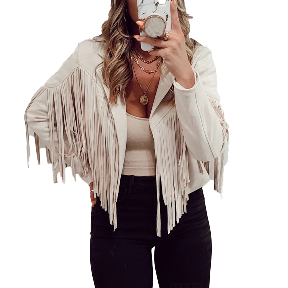 

Comfortable Womens Tops Womens Jacket Daily Fashion Fringed Hem Tassel Cardigan Long Sleeve Regular Solid Color