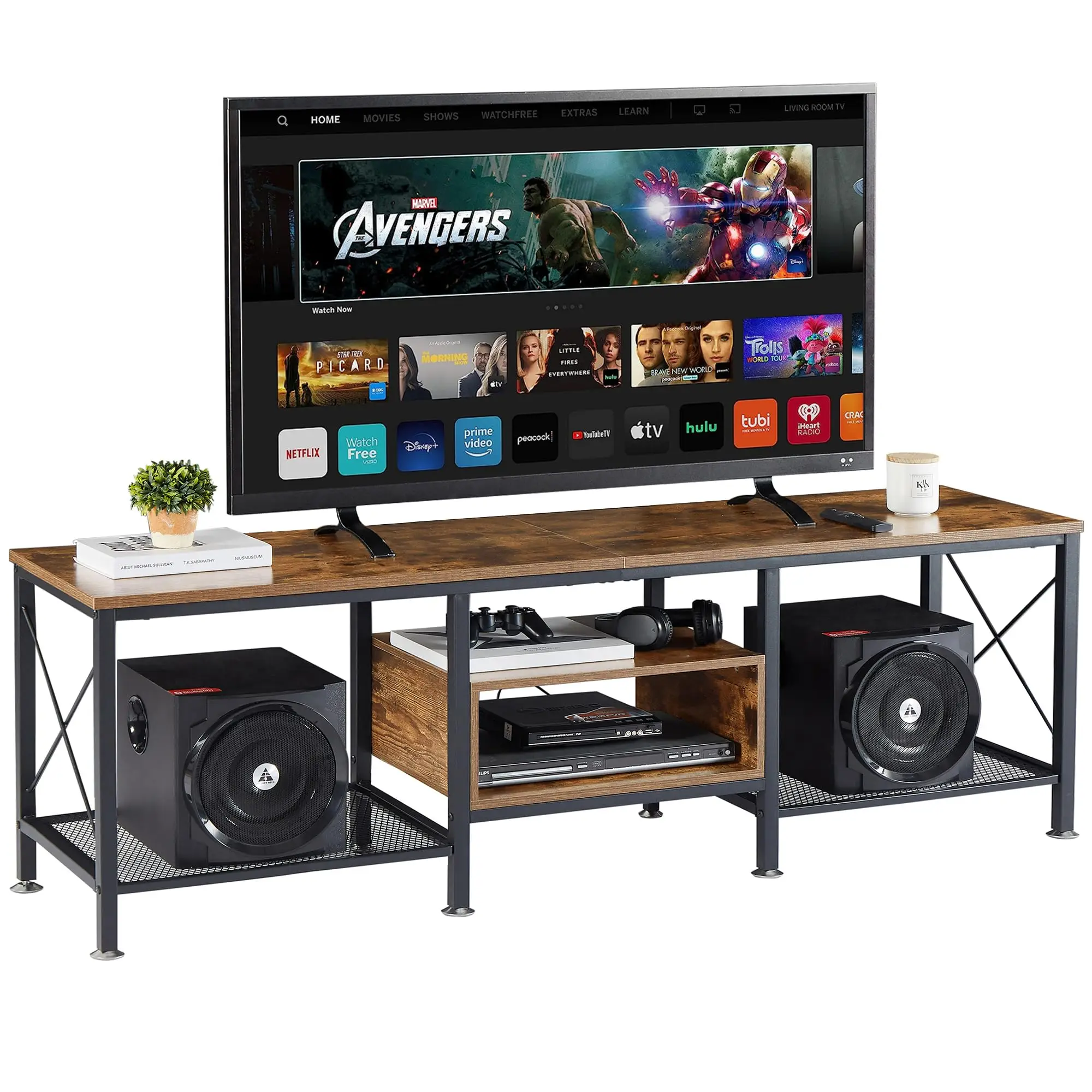 3-Tier TV Stand with Open Storage Shelves, Metal Frame Entertainment Center for 55-Inch Television, Dark Brown,No Power Outlets
3-Tier TV Stand with Open Storage Shelves, Metal Frame Entertainment Center for 55-Inch Television, Dark Brown,No Power Outlets