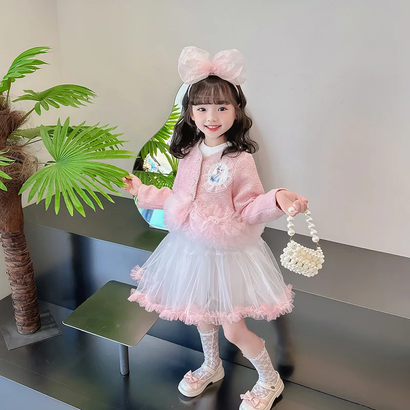 

Disney Frozen Outerwear Lolita Sweet Party Dresses for Girls Children Cothes Girl Anime Girl Queen Elsa Princess Dress 2Pcs Set