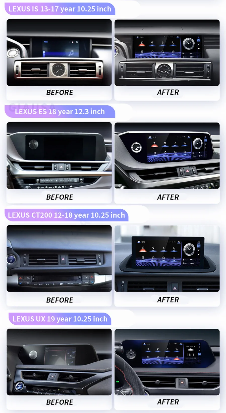 Multimedia Video Player For Lexus CT200h CT200 CT 200H Stereo 128GB Android 11 Car Radio CarPlay GPS 1920*720 Screen 10.25Inch
Multimedia Video Player For Lexus CT200h CT200 CT 200H Stereo 128GB Android 11 Car Radio CarPlay GPS 1920*720 Screen 10.25Inch