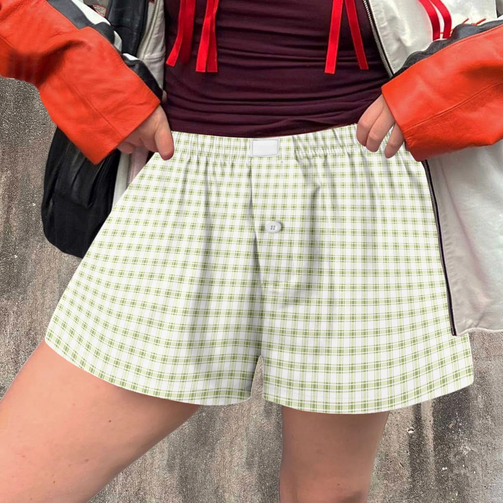 Women's Shorts Cute Soft Plaid Print Button Front Pajama Bottoms Shorts Sleepwear Women's Shorts with Pockets Dressy
Women's Shorts Cute Soft Plaid Print Button Front Pajama Bottoms Shorts Sleepwear Women's Shorts with Pockets Dressy