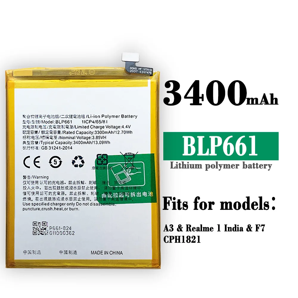 

100% Mobile Phone Replacement Battery For OPPO BLP661 A3 A3m F7 CPH1821 Battery Built-in New Large Capacity Battery