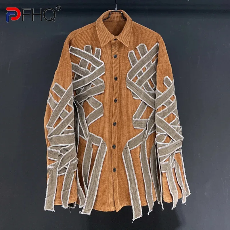 

PFHQ Haute Quality Patch Jackets Men's Fashion Corduroy Contrast Color Sports Outdoor Camping Button Simple Autumn Coat 21Z2402