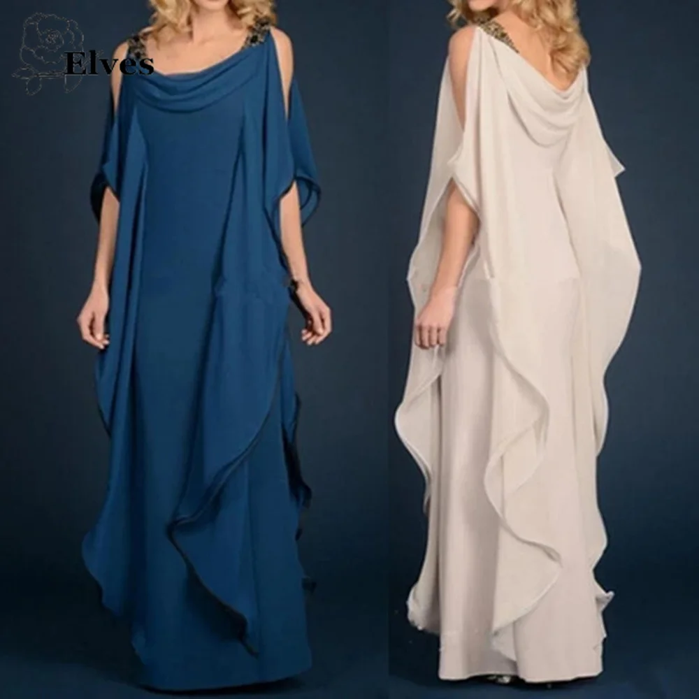 Mother of the Bride Chiffon Evening Dress Long Ruffled Off Shoulder Round Neck Formal Navy Champagne For Women فساتين السهرة
Mother of the Bride Chiffon Evening Dress Long Ruffled Off Shoulder Round Neck Formal Navy Champagne For Women فساتين السهرة