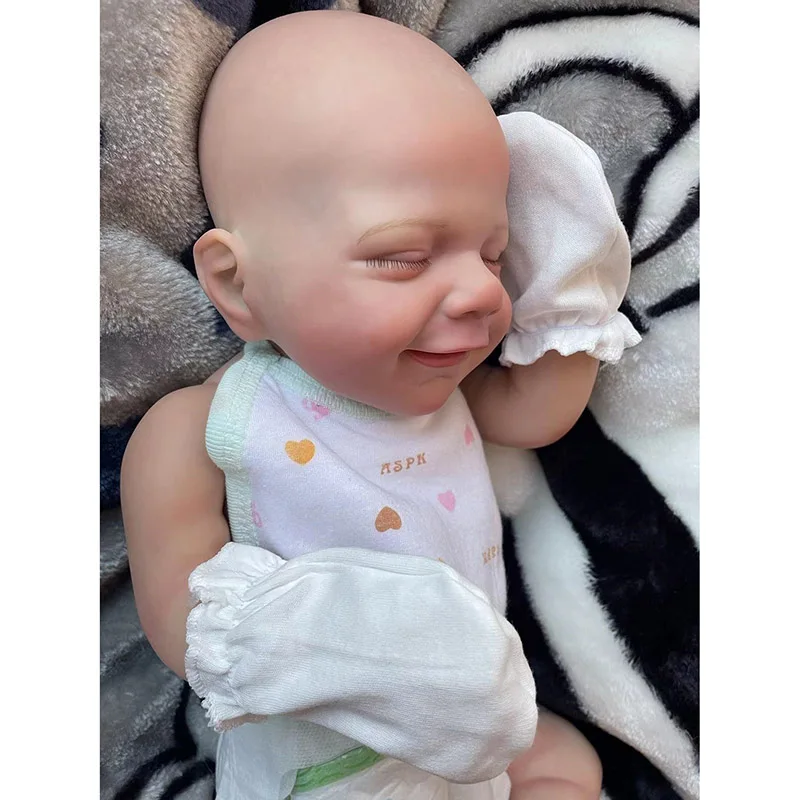 

19inch April Full Body Vinyl Reborn Assembling Dolls Smiling Face Newborn Sleeping Baby Boy 3D Skin Tone with Visible Veins