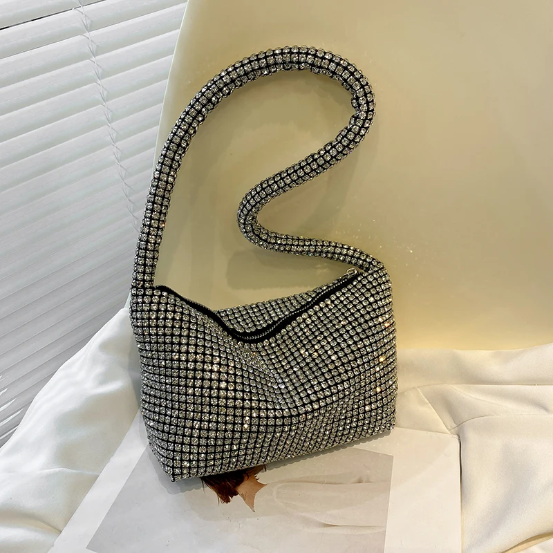 

2024 Women's Diamond Handbag Luxury Designer Underarm Shoulder Bag Fashion Brand Minimalist Ladies Casual Tote Shopping Bag
