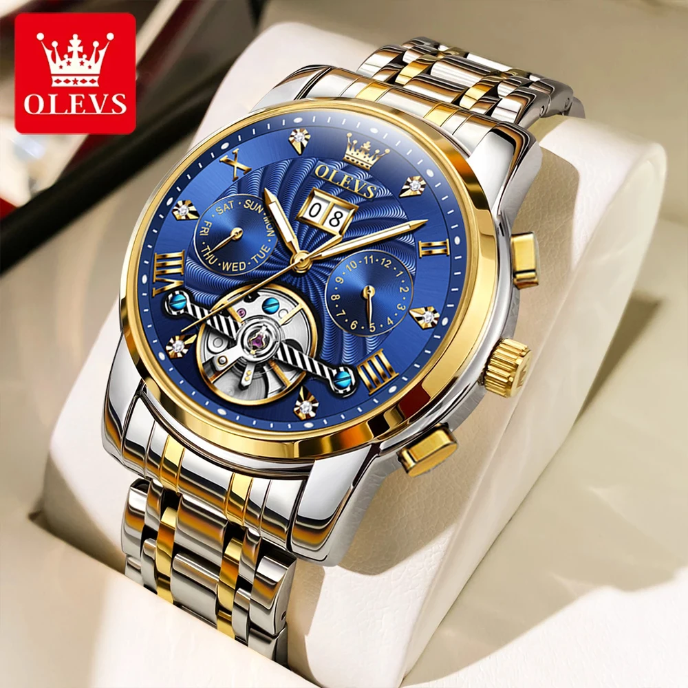 OLEVS Men's Watches Automatic Mechanical Business Wristwatch Waterproof Stainless Steel Strap Watch for Man Skeleton Calendar
OLEVS Men's Watches Automatic Mechanical Business Wristwatch Waterproof Stainless Steel Strap Watch for Man Skeleton Calendar