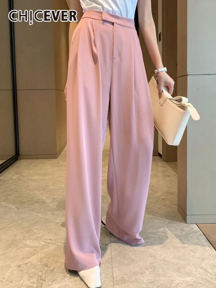 CHICEVER Solid Folds Trousers For Women High Waist Patchwork Pockets Temperament Loose Wide Leg Pants Femalespring Clothing New
CHICEVER Solid Folds Trousers For Women High Waist Patchwork Pockets Temperament Loose Wide Leg Pants Femalespring Clothing New