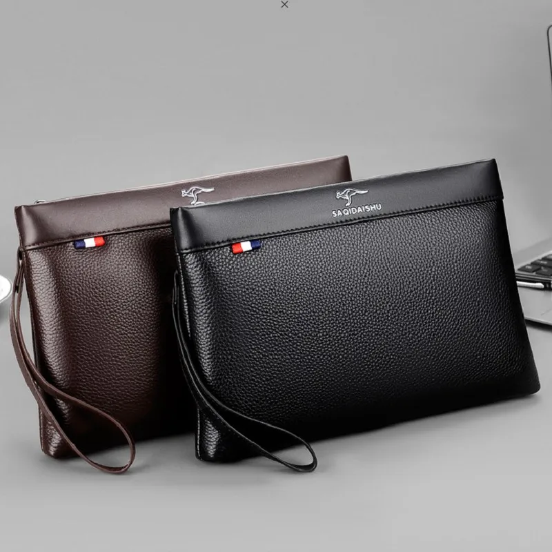 

Men's Handbag Clutch Briefcase PU Wrist Bag Moneybag Business Large Capacity Envelope Bags Document Mobile Gift