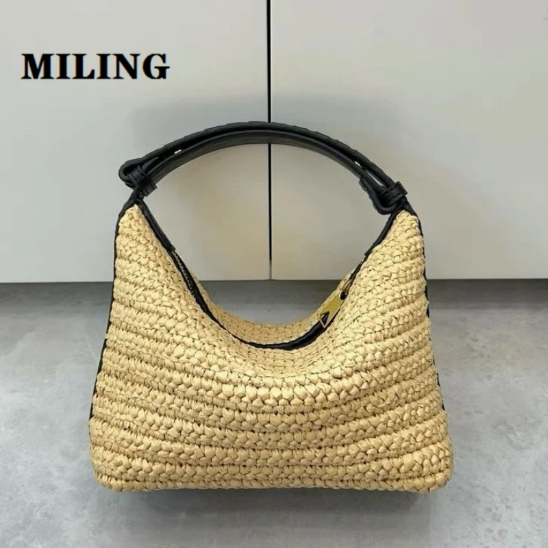 Женская плетеная Сумка из рафии, женская сумка с кожаными ручками, модный плечевой ремень с регулируемым прессом, мини-сумки 
Женская плетеная Сумка из рафии, женская сумка с кожаными ручками, модный плечевой ремень с регулируемым прессом, мини-сумки