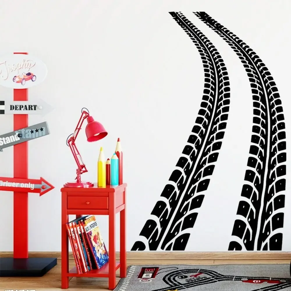 

Tire Marks Wall Decal Tire Track Home Decor Vinyl Wall Stickers Bedroom Nursery Decoration Mural Removable Art Wallpaper A511