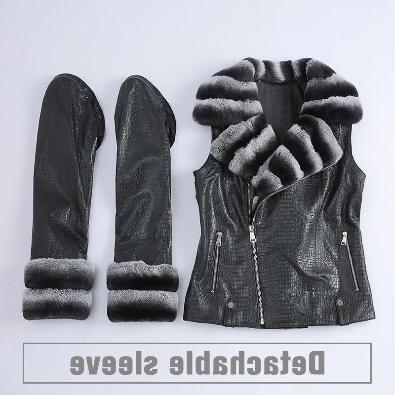 New 2023 Women Sprint Autumn Leather Jacket Detachable Leather Vest Lady Luxury Coat Sheepskin Rex Rabbit Fur Collar NZ5394B
New 2023 Women Sprint Autumn Leather Jacket Detachable Leather Vest Lady Luxury Coat Sheepskin Rex Rabbit Fur Collar NZ5394B
