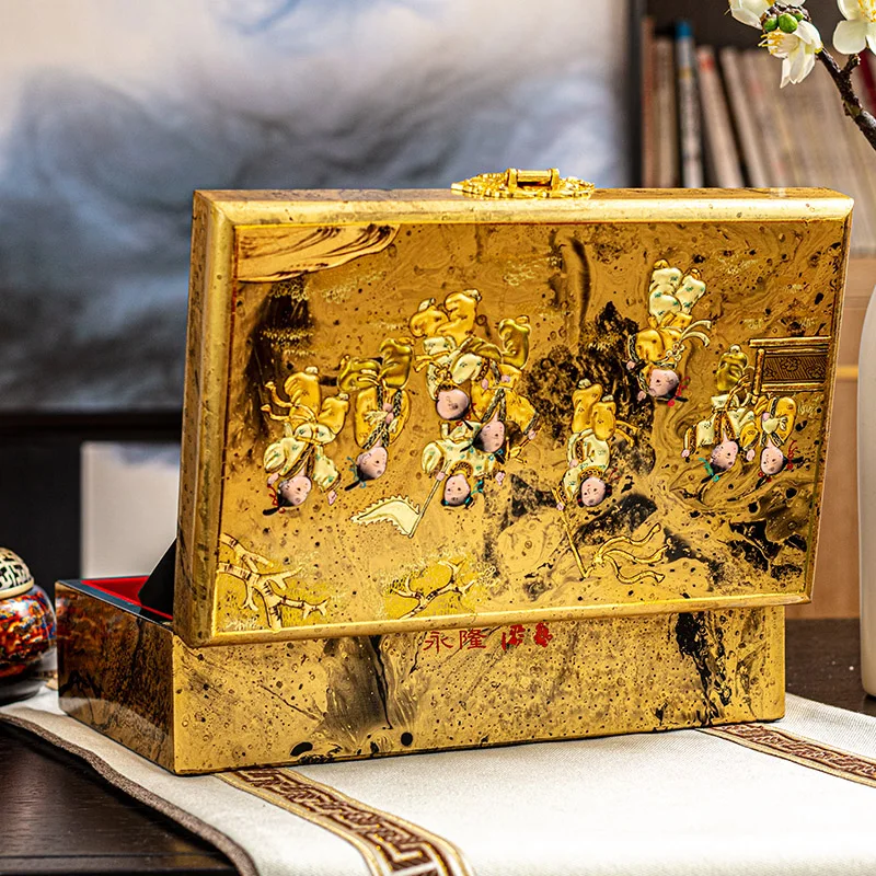 

Jewelry Box Lacquerware HandmadeDecorative Flower Jacquard Advanced Exquisite Chinese Style High-End Large Capacity Wedding Gift