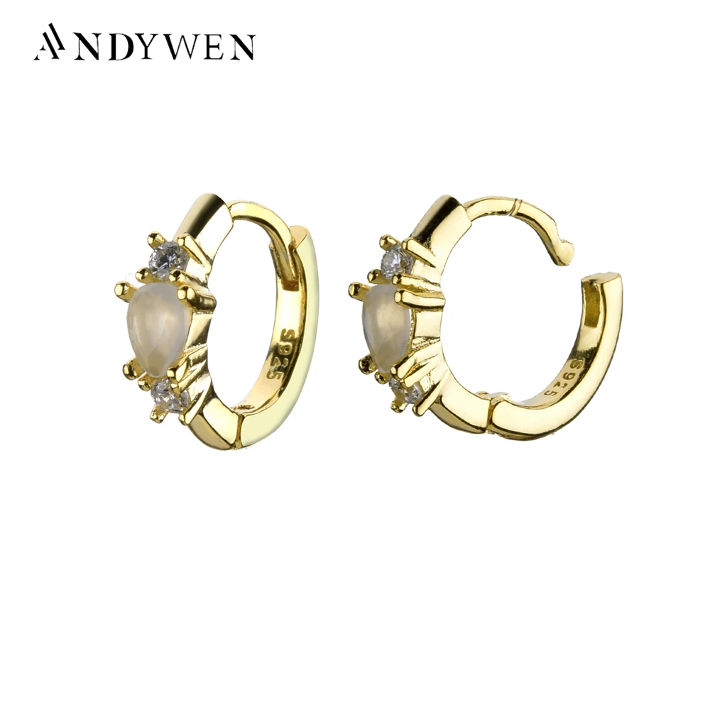 

ANDYWEN 925 Sterling Silver Gold Hoops Earring Poire Ppal Gold Vermeil Huggies Turquoises Luxurious Women Fashion Jewelry
