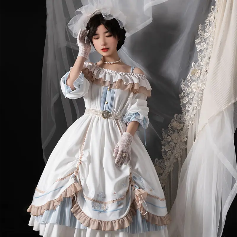 White Japanese Gothic Palace Lolita Dress Girls Chic Print Lolita Dress Women Vintage Victorian OP Bow Princess Tea Party Dress
White Japanese Gothic Palace Lolita Dress Girls Chic Print Lolita Dress Women Vintage Victorian OP Bow Princess Tea Party Dress