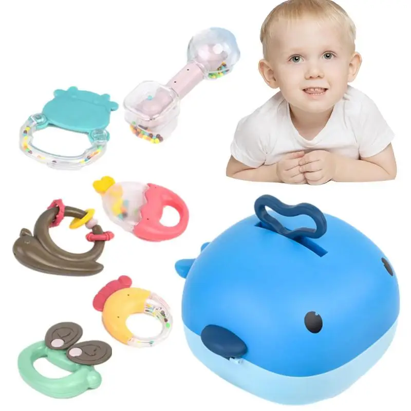 

Teether Toys Rattle Toys Educational Toys 2-In-1 Toys With Textured Rings Stimulates Gums Various Animation Patterns For Kids