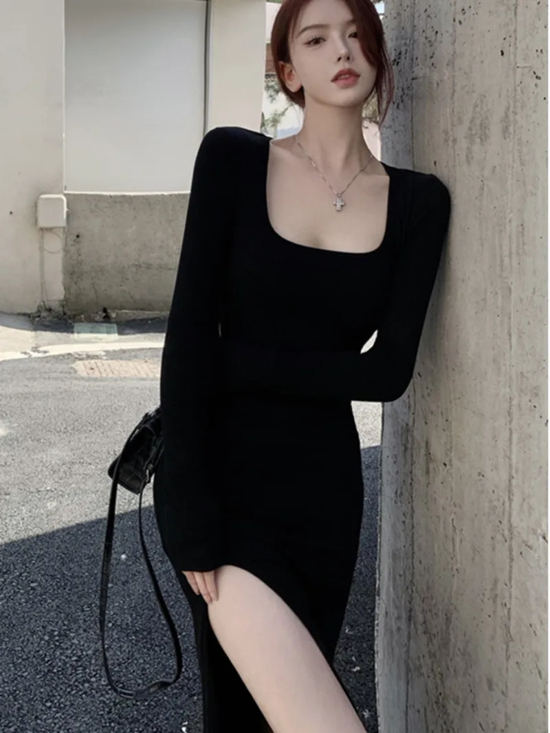 Sexy square necked dress for women with a new 2023 spring and autumn collection slim fitting waist slit bottom buttocks ECKG
Sexy square necked dress for women with a new 2023 spring and autumn collection slim fitting waist slit bottom buttocks ECKG