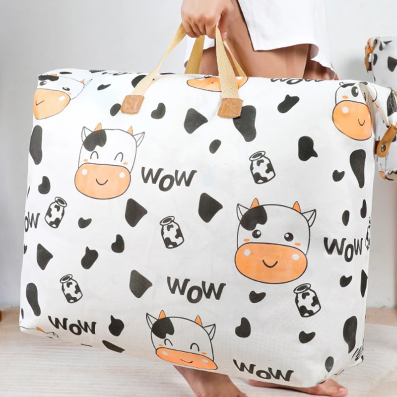 

Household Storage Bag Cute Cartoon Pattern Luggage Bag Moisture Dust Proof Quilt Clothes Storage Bag Big Capacity Sorting Bags