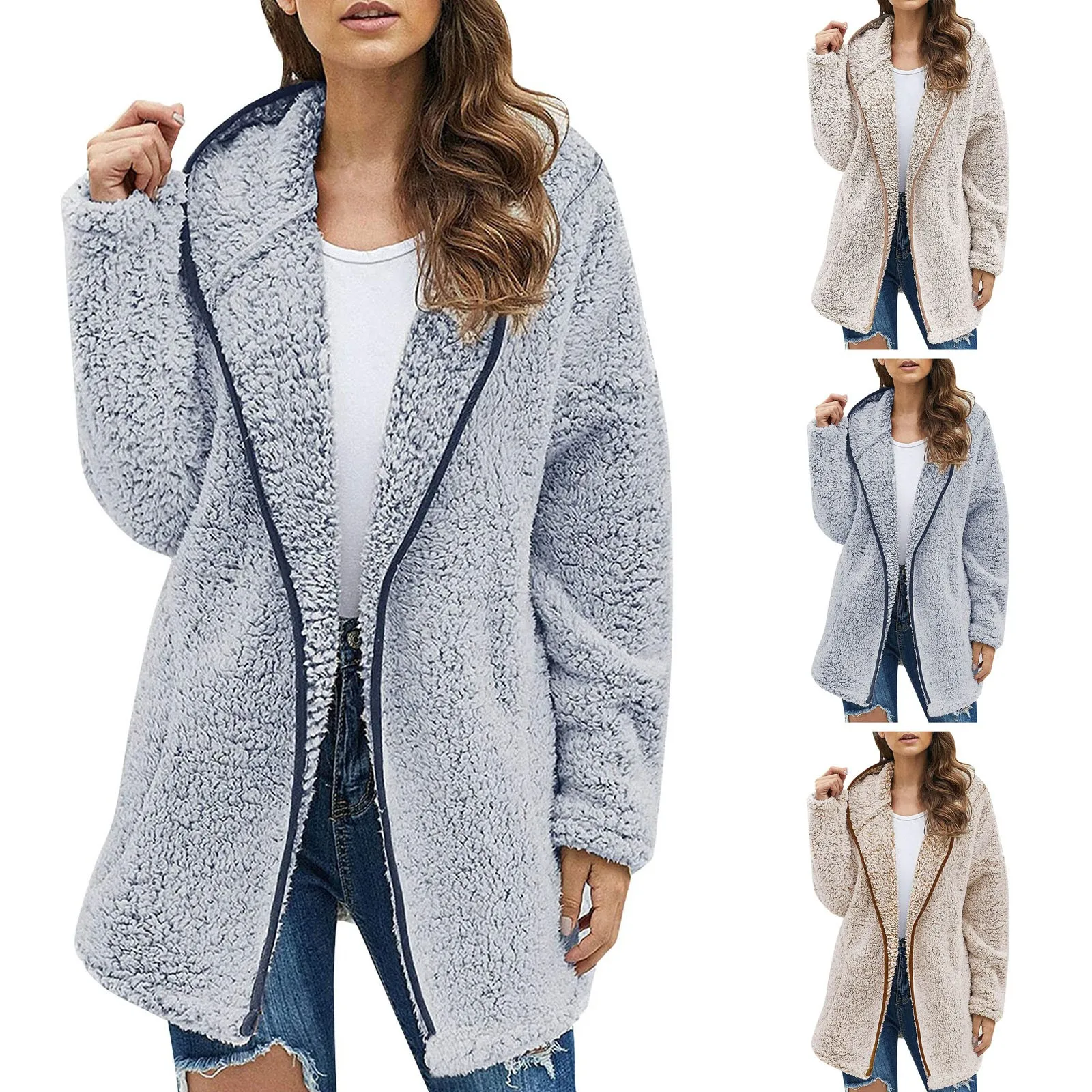 Women's Fashion Fall Winter Thick Plush Long Sleeve Pocket Jacket Top одежда большого размера taglie forti outwears 플러스사이즈 상의
Women's Fashion Fall Winter Thick Plush Long Sleeve Pocket Jacket Top одежда большого размера taglie forti outwears 플러스사이즈 상의