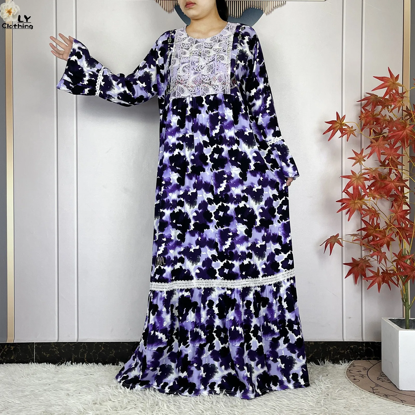 فستان نسائي جديد موضة 2026 بتصميم زهري وأكمام طويلة من القطن مع وشاح كبير، قفطان دبي، فستان فضفاض كاجوال، فساتين أفريقية فستان نسائي جديد موضة 2026 بتصميم زهري وأكمام طويلة من القطن مع وشاح كبير، قفطان دبي، فستان فضفاض كاجوال، فساتين أفريقية