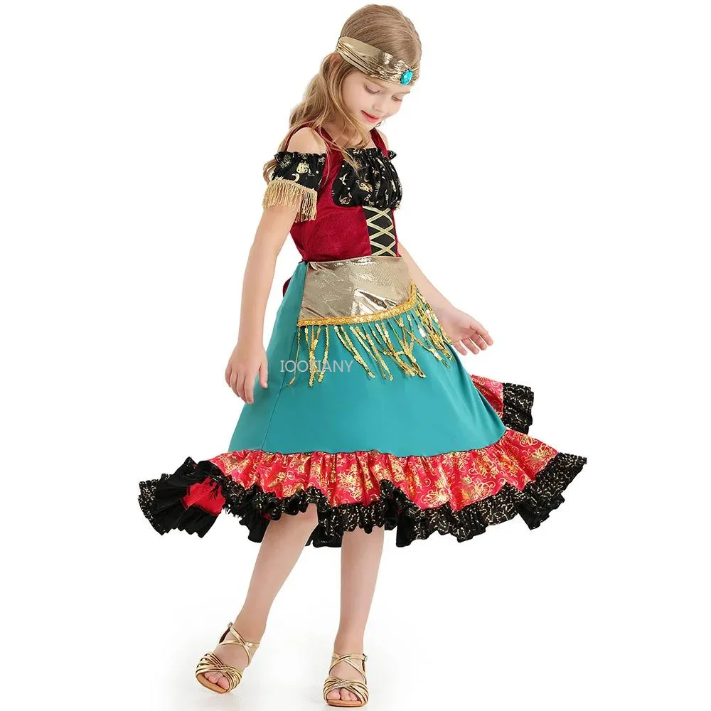 

Bohemian Sequin Lace Dance Performance Clothes Parent-child Gypsy Girl Flamenco Dress Carnival Cosplay Stage Performance Costume